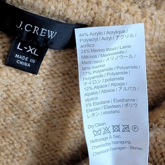 J Crew Sweater Womens L/XL Brown Relaxed Half Zip in Geometric Knit BD643 - Picture 12 of 13